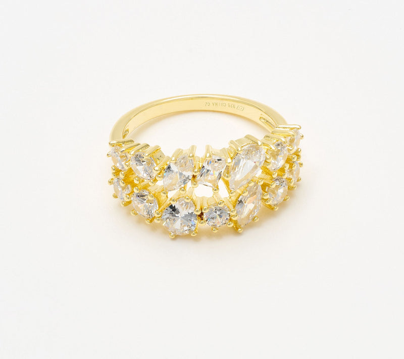 Diamonique Classics Fancy Cut Double Row Band Ring — View 2
