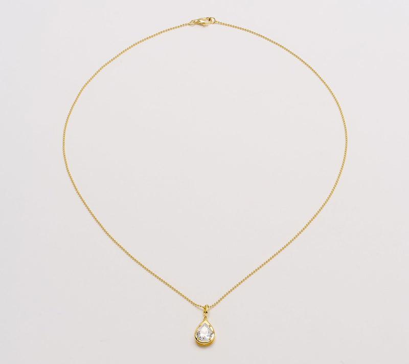 Diamonique Classics Pear Shaped Pendant Necklace, Sterl — View 2