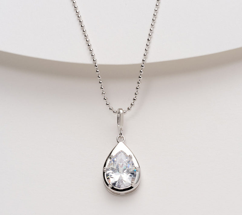 Diamonique Classics Pear Shaped Pendant Necklace, Sterl — View 8