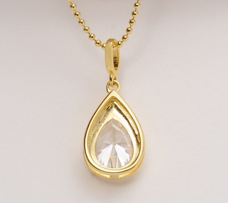 Diamonique Classics Pear Shaped Pendant Necklace, Sterl — View 4