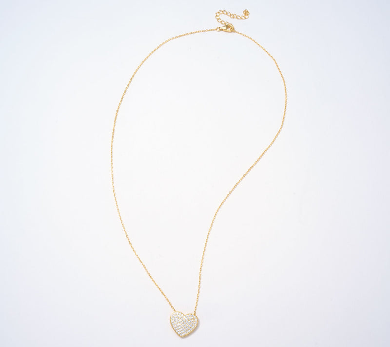 Diamonique Pave Heart Necklace, Sterling Silver — View 6