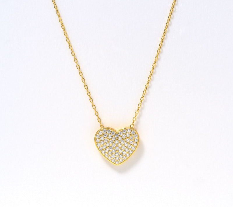 Diamonique Pave Heart Necklace, Sterling Silver — Main view