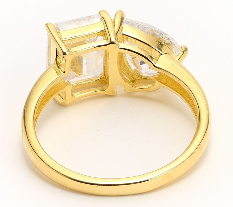 Diamonique Toi et Moi Dual Stone Ring, Sterling Silver — View 7