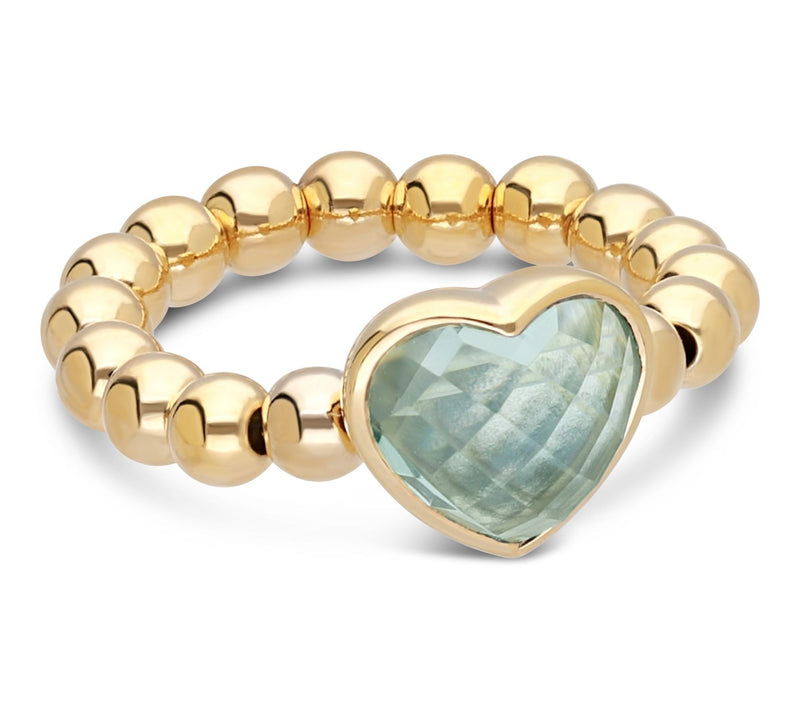 Elyse Ryan 14K Gold Clad Blue Topaz Heart Beaded Ring — Main view