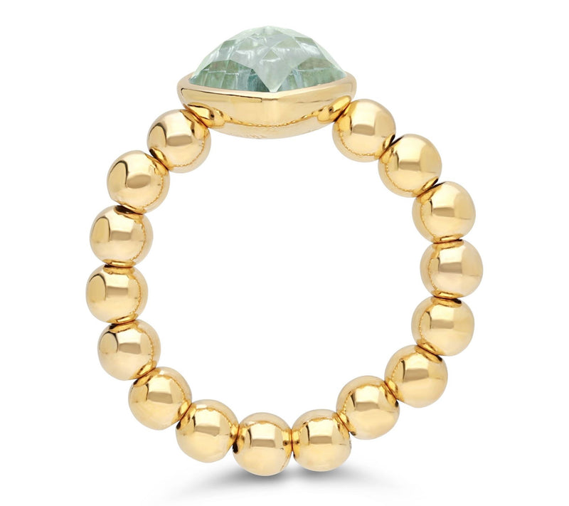 Elyse Ryan 14K Gold Clad Blue Topaz Heart Beaded Ring — View 2