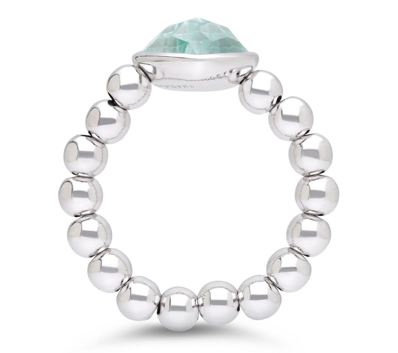 Elyse Ryan Sterling Silver Blue Topaz Heart Beaded Ring — View 2
