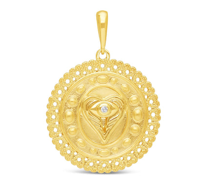 Goddaughters 14K Clad White Topaz Angel Eyes Heart Enhancer