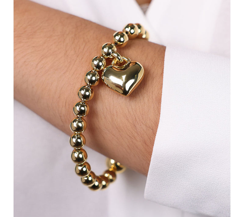 Bellaoro Beaded Heart Magnetic Bracelet, 14K Gold Over Resin — View 3