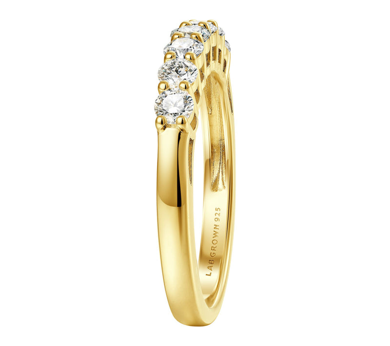 Fire Light Lab Grown Diamond Band Ring, 14K Gold Plated — View 3