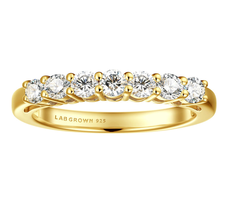 Fire Light Lab Grown Diamond Band Ring, 14K Gold Plated — View 2