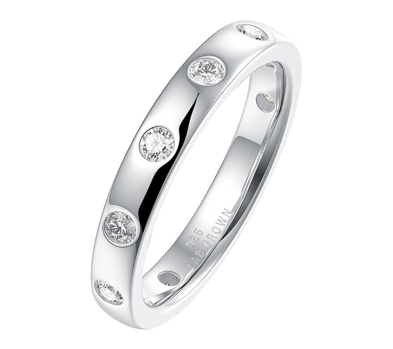 Fire Light Lab Grown Diamond Flush Set Band Ring, Sterling — Main view