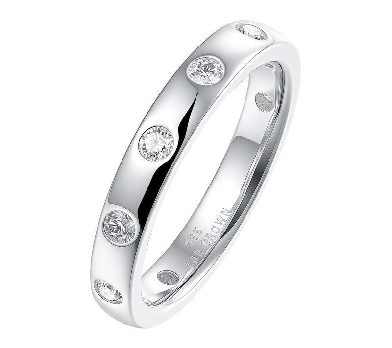 Fire Light Lab Grown Diamond Flush Set Band Ring, Sterling — View 7