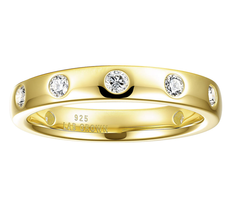 Fire Light Lab Grown Diamond Flush Set Band Ring, Sterling — View 2