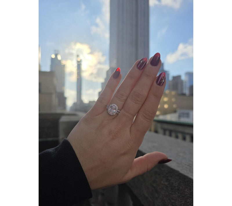 Fire Light 2.00 cttw Lab Grown Diamond Halo Ring, Sterling — View 4