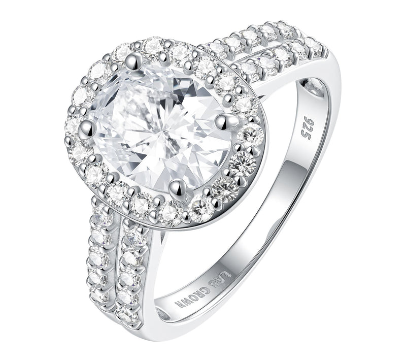 Fire Light 2.00 cttw Lab Grown Diamond Halo Ring, Sterling — Main view