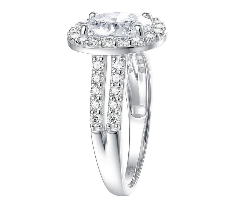 Fire Light 2.00 cttw Lab Grown Diamond Halo Ring, Sterling — View 3