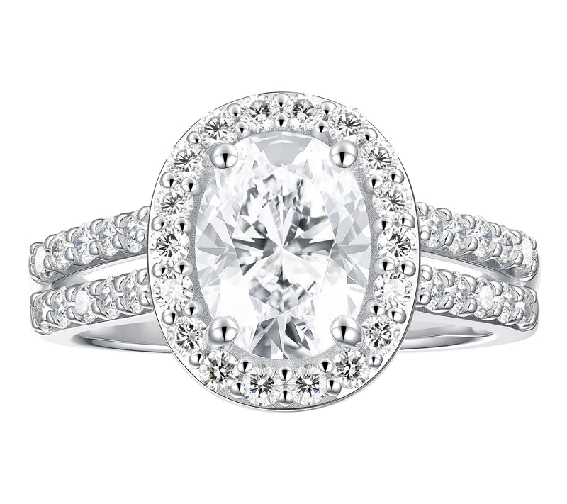 Fire Light 2.00 cttw Lab Grown Diamond Halo Ring, Sterling — View 2