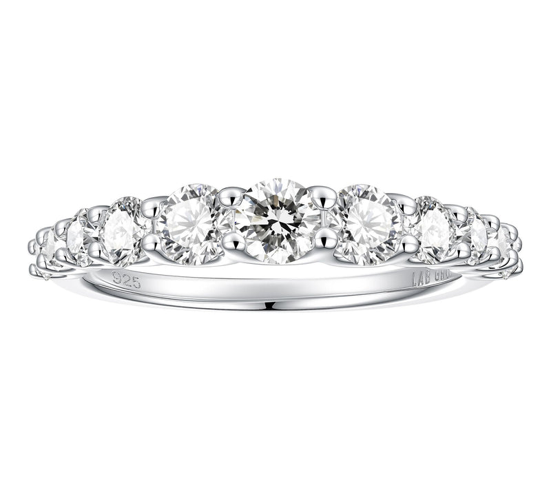 Fire Light 0.95 cttw Lab Grown Diamond Band Ring, Sterling — View 2