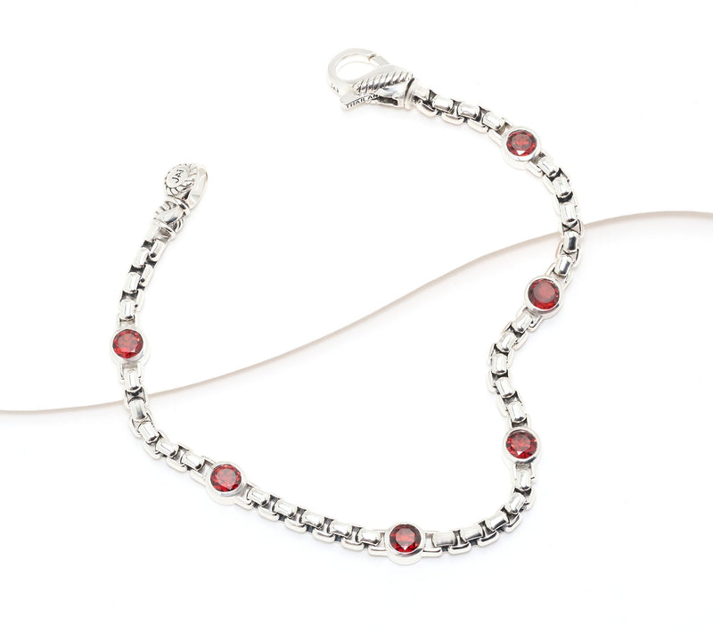 JAI Sterling Silver Box Chain Bezel Gemstone Bracelet — View 15
