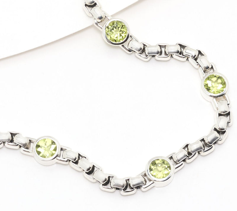 JAI Sterling Silver Box Chain Bezel Gemstone Bracelet — View 2