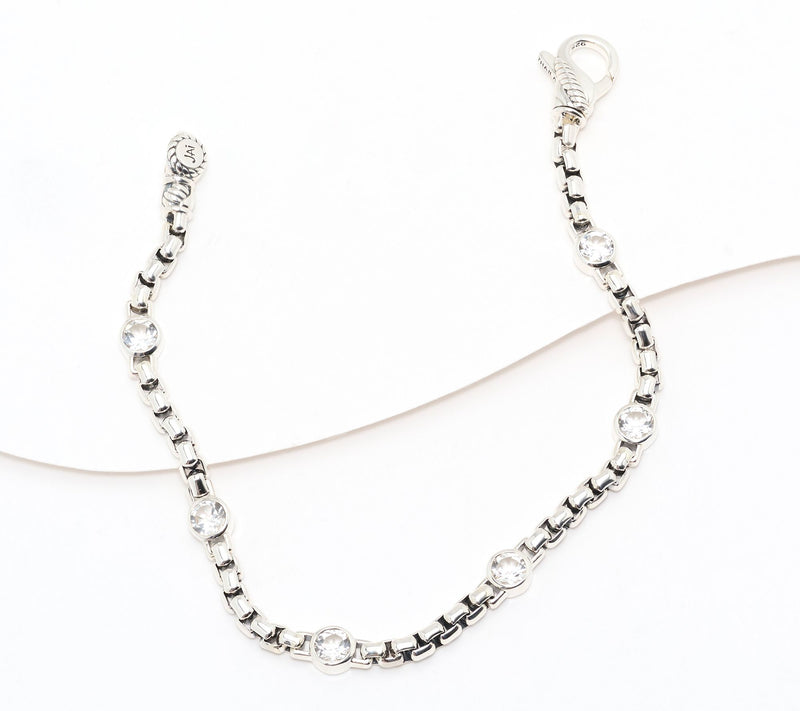 JAI Sterling Silver Box Chain Bezel Gemstone Bracelet — View 18