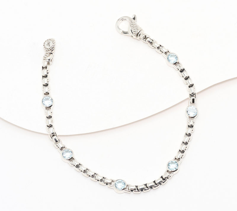 JAI Sterling Silver Box Chain Bezel Gemstone Bracelet — View 19