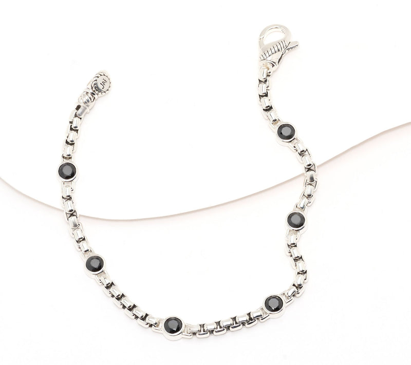 JAI Sterling Silver Box Chain Bezel Gemstone Bracelet — View 20