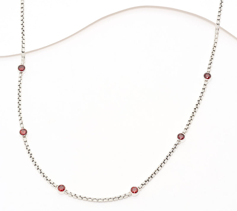 JAI Sterling Silver Box Chain Bezel Gemstone Necklace — View 14