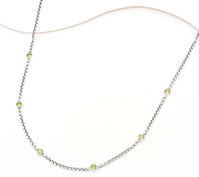 JAI Sterling Silver Box Chain Bezel Gemstone Necklace — View 15