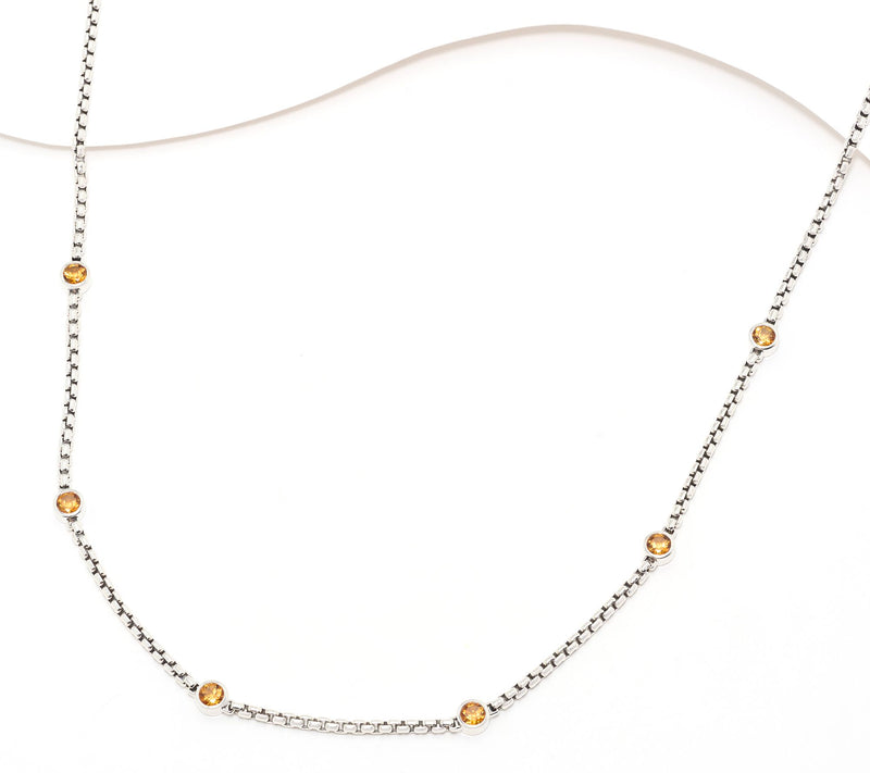 JAI Sterling Silver Box Chain Bezel Gemstone Necklace — View 16