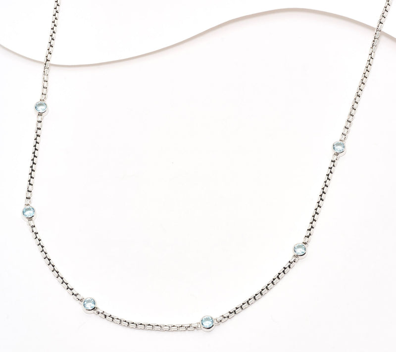 JAI Sterling Silver Box Chain Bezel Gemstone Necklace — View 18