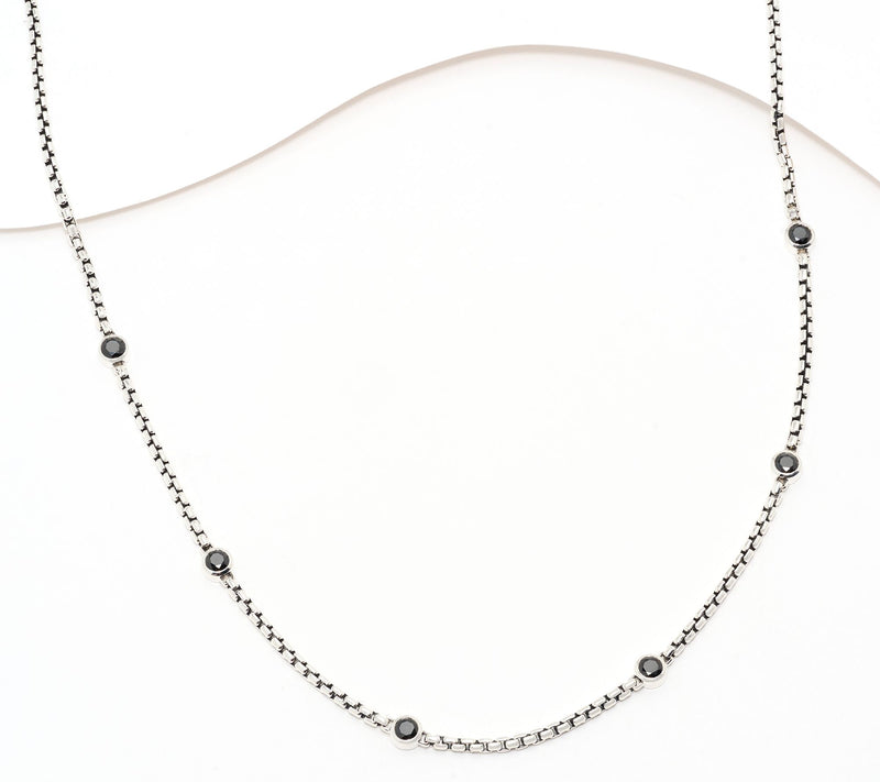 JAI Sterling Silver Box Chain Bezel Gemstone Necklace — View 19