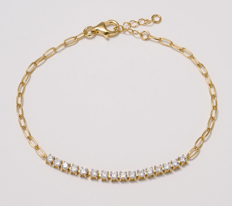 Fire Light Lab Grown Diamond 1.00 cttw Paperclip Bracelet, Sterl — Main view
