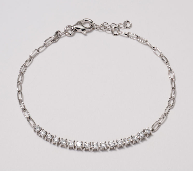 Fire Light Lab Grown Diamond 1.00 cttw Paperclip Bracelet, Sterl — View 5