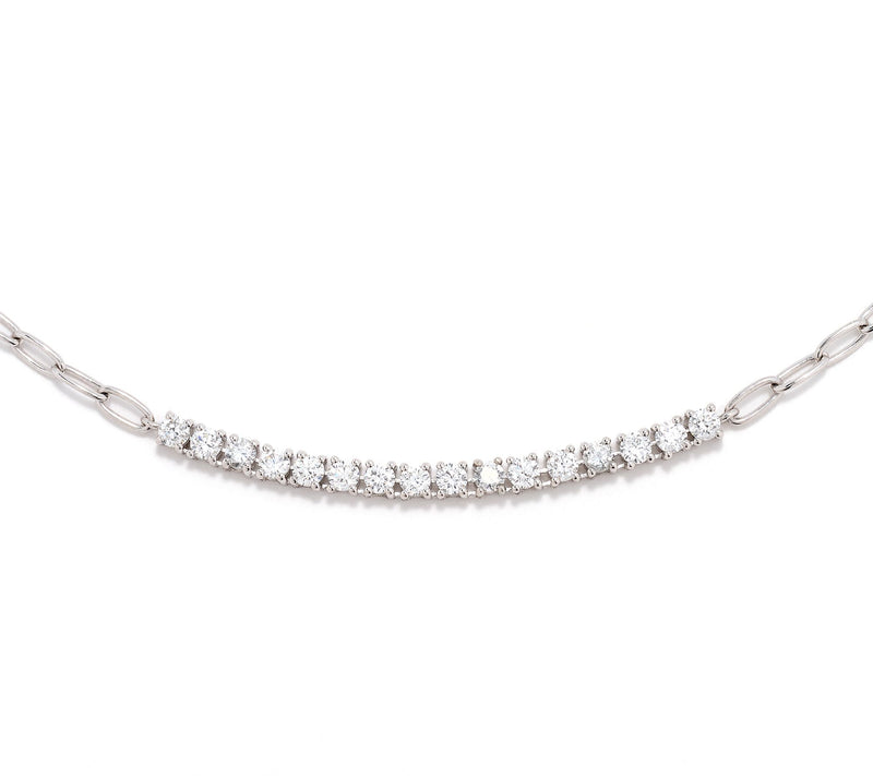 Fire Light Lab Grown Diamond 1.00 cttw Paperclip Necklace, Sterl — View 7