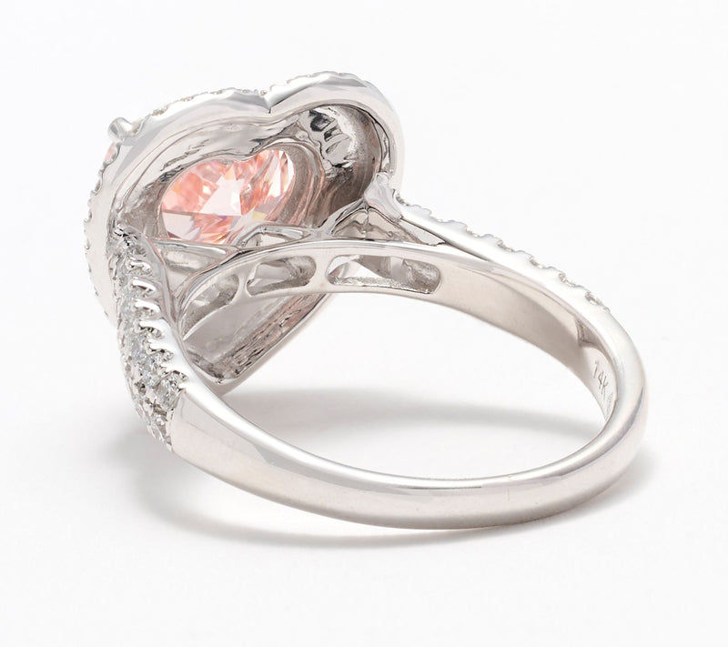Fire Light Lab Grown Diamond 3.50 cttw Pink Heart Ring, 14K Gold — View 4