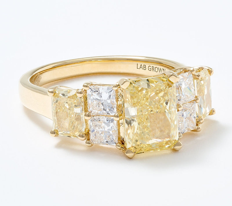 Fire Light Lab Grown Diamond 4.00 cttw Color Ring 14K Yellow — View 7