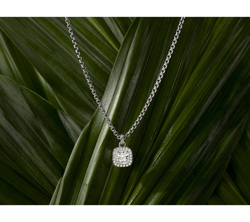 JAI Sterling Silver Lab Grown Diamond Box Chain Necklace 2.3ctw — View 4