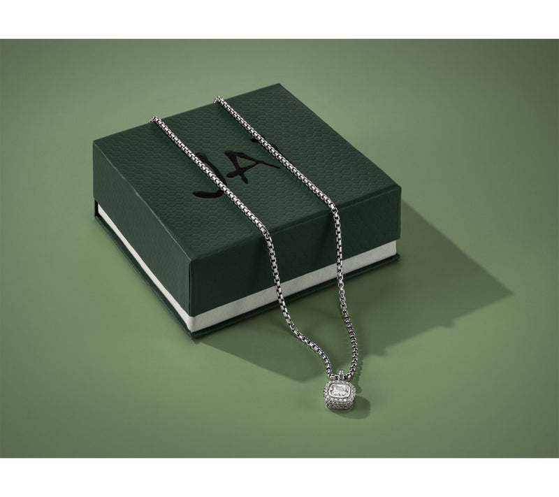 JAI Sterling Silver Lab Grown Diamond Box Chain Necklace 2.3ctw — View 5