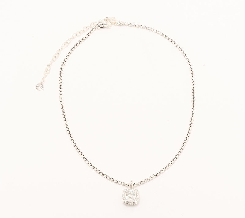 JAI Sterling Silver Lab Grown Diamond Box Chain Necklace 2.3ctw — View 2