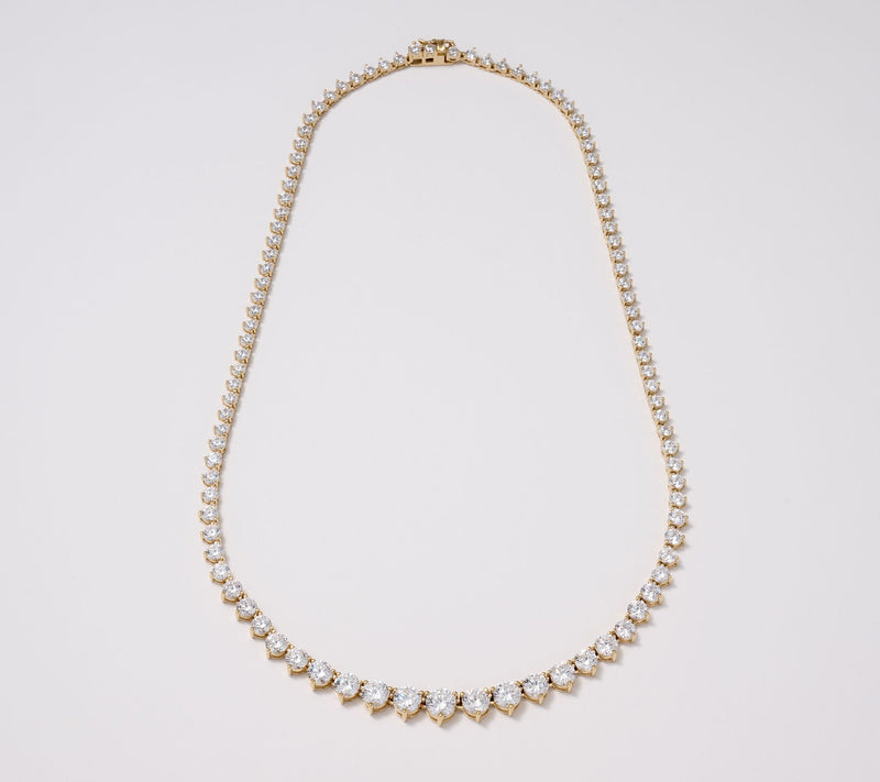 Diamonique Classics Graduated Tennis Necklace, Sterl — View 3