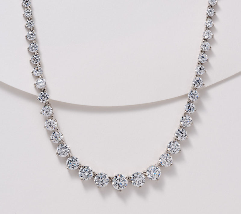 Diamonique Classics Graduated Tennis Necklace, Sterl — View 10