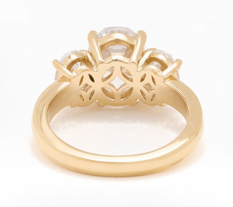 Diamonique Classics 100-Facet 3-Stone Ring, Sterling Silver — View 3