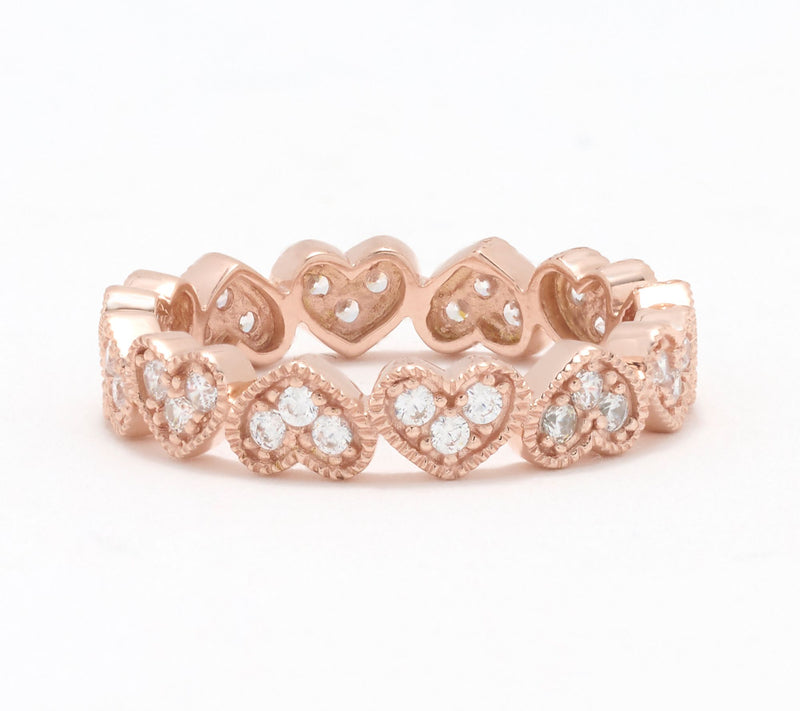 Diamonique Heart Eternity Ring, Sterling Silver — View 7