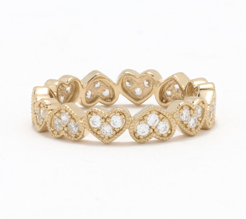 Diamonique Heart Eternity Ring, Sterling Silver — View 9