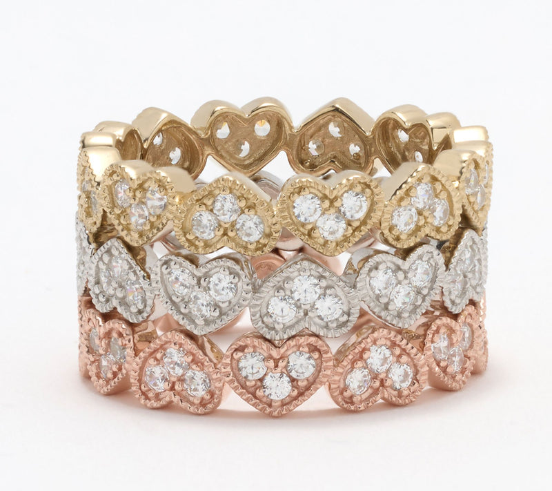 Diamonique Heart Eternity Ring, Sterling Silver — View 4