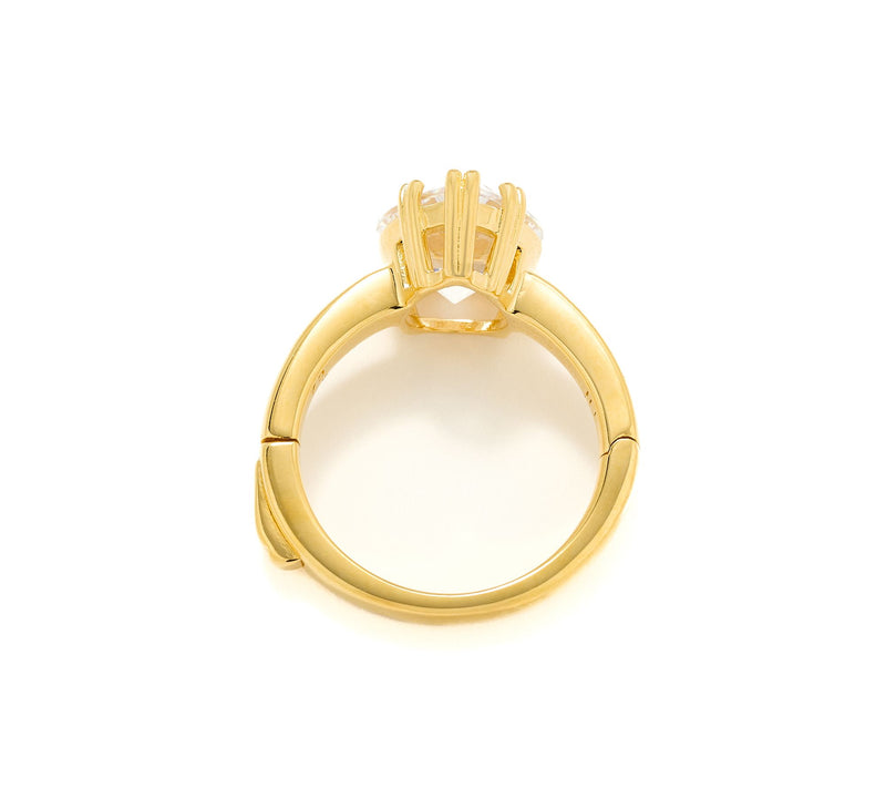 Diamonique x Jennifer Miller Accessible Shank Ring, 14K Plated — View 3