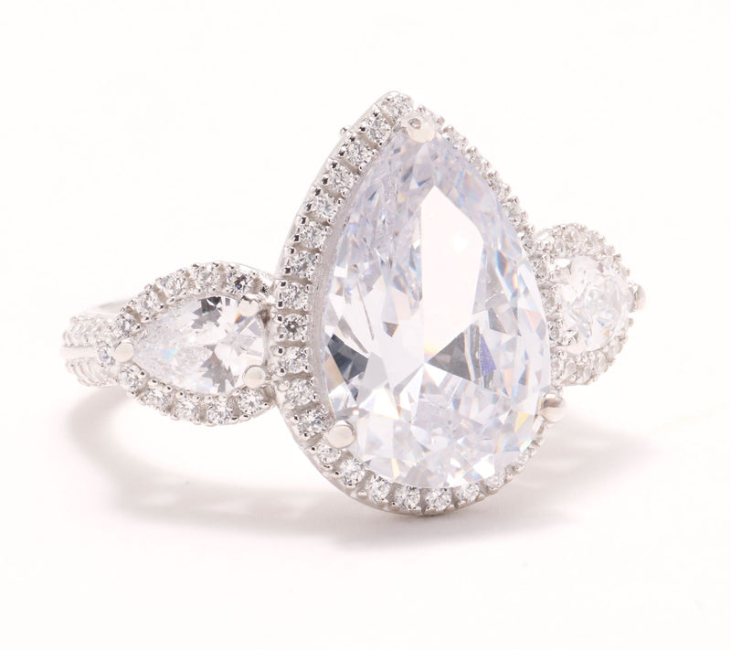 Diamonique x Jennifer Miller Mega Pear Ornate Ring, Sterling Silver — View 6