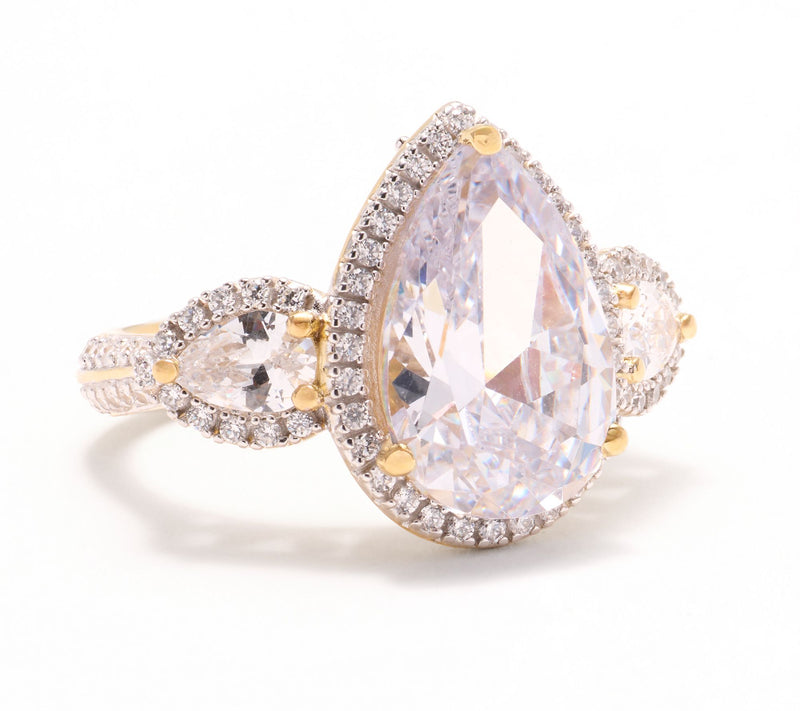 Diamonique x Jennifer Miller Mega Pear Ornate Ring, Sterling Silver — View 7