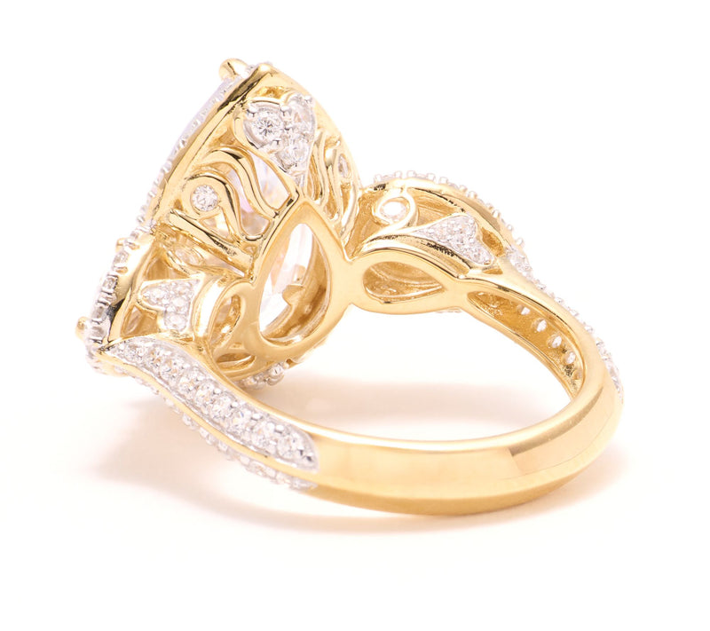 Diamonique x Jennifer Miller Mega Pear Ornate Ring, Sterling Silver — View 2
